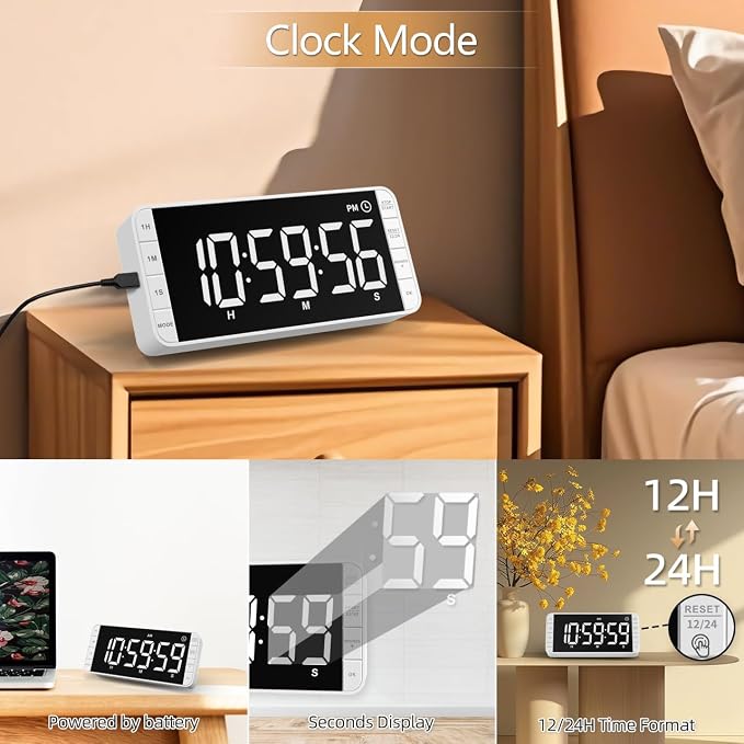 7.8'' Extra Large Rechargeable LED Kitchen Timer - Image 4
