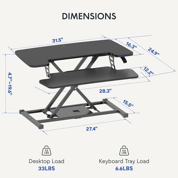 FLEXISPOT 32-inch Height Adjustable Standing Desk Converter, Quick Sit to Stand - Image 3
