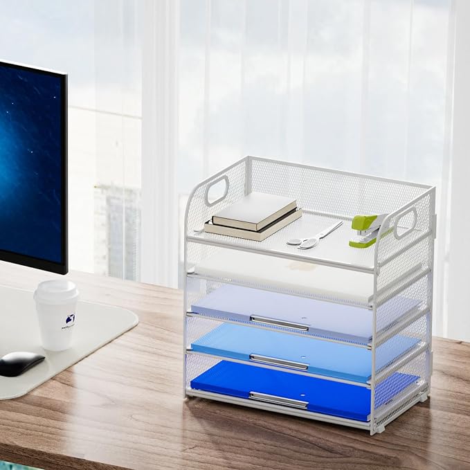 Marbrasse Paper Organizer Letter Tray, 5 Tier Mesh File Organizer - Image 2