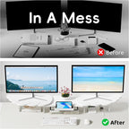 AFOOYO Dual Monitor Stand Riser, Wing-Shaped Sturdy Desktop Wood Stand - Image 3