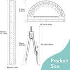 3 Pcs Plastic 12 Inch Ruler, Durable Transparent Drawing Measuring Rulers - Image 2