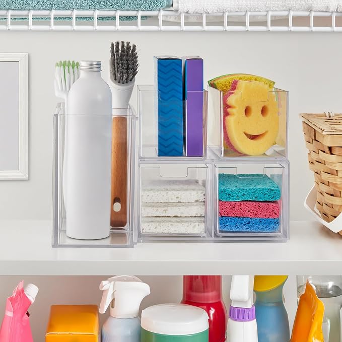 STORi Chloe Space-Saving Clear Drawer Organizer Sort Office, Beauty Supplies - Image 6