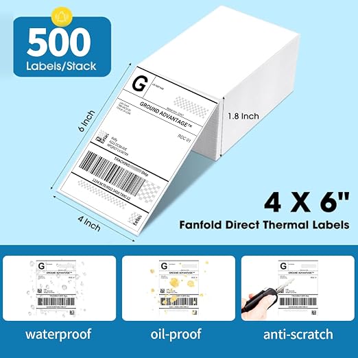 4"×6" Direct Thermal Shipping Label, Fanfold Thermal Label 2000 Packs Permanent - Image 2