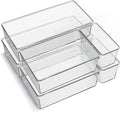 6 Pack Large Clear Plastic Drawer Organizer Trays, Acrylic Kitchen Drawer by Criusia