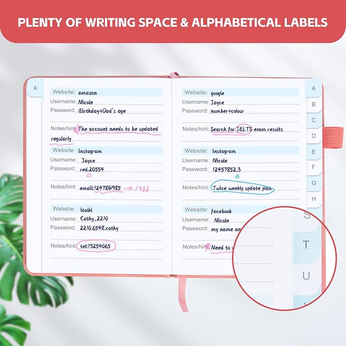 Password Keeper Book with Alphabetical Tabs，4.3"x5.7" Small Password Books - Image 3