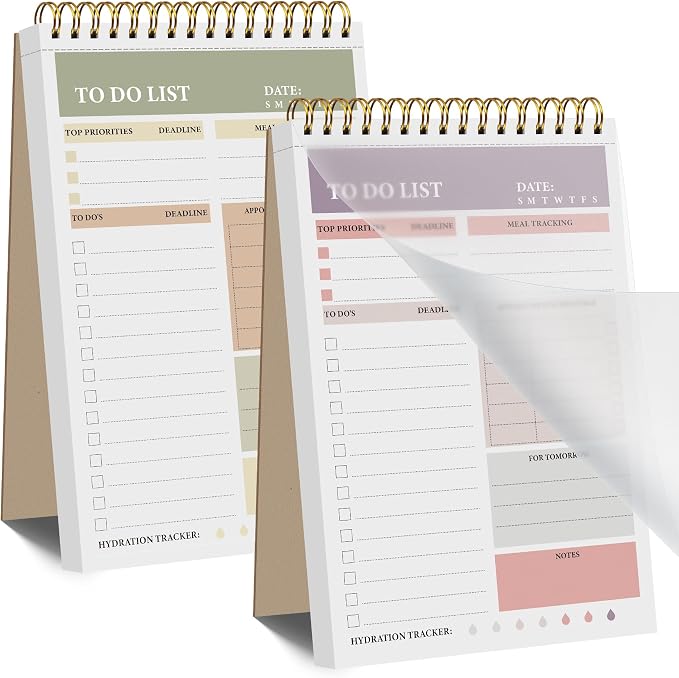 HAUTOCO 2 Packs to Do List Notepad, A5 to Do List Notebook by HAUTOCO