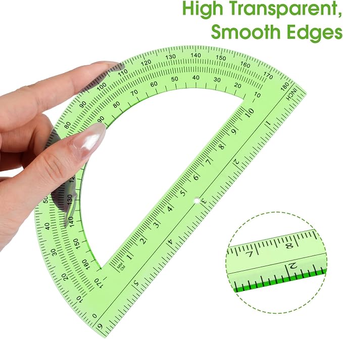 Hoiny 10 Pack Clear Protractor, 6 Inch Plastic Protractors, 180 Degrees - Image 5