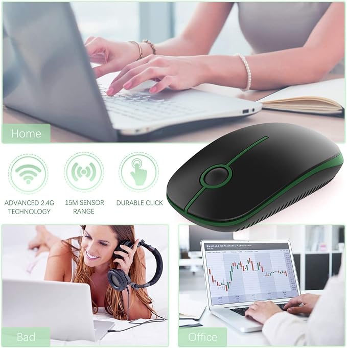 VssoPlor Wireless Mouse, 2.4G Slim Portable Computer Laptop Mouse - Image 6