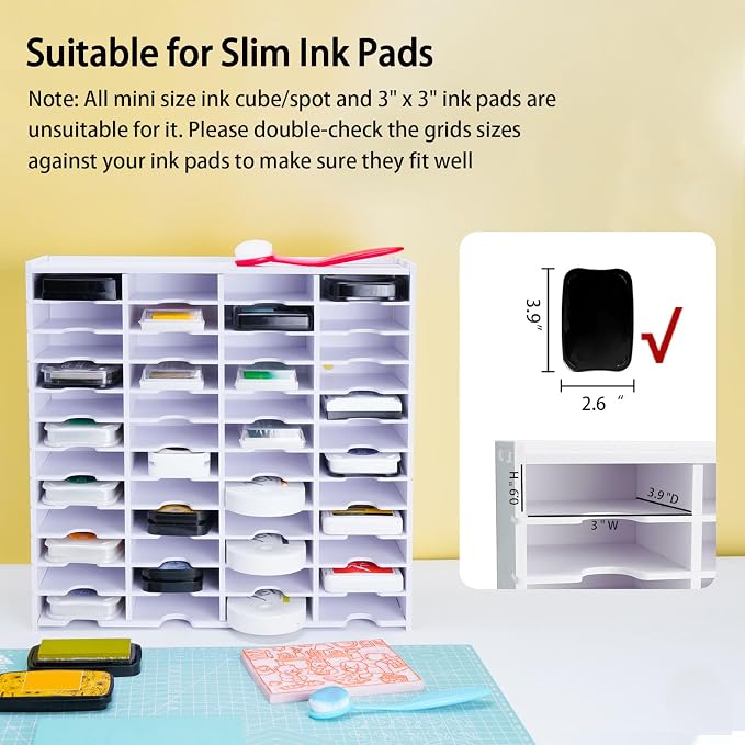 Krafetto 48 Grids Ink Pad Storage Rack, Wall-mountable Stamp Pad Organizer - Image 3