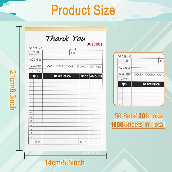 Receipt Book with Cardboard 2-Part Carbonless, Order Forms - Image 2