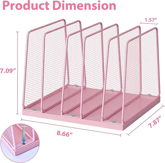 LEKETREE Small Desk File Organizer, 5-Section Upright File Sorter, Vertical - Image 6