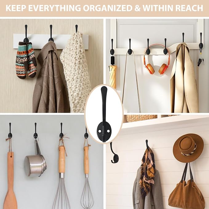 Homanu 10 Pack Coat Hooks Wall Mounted - Image 2
