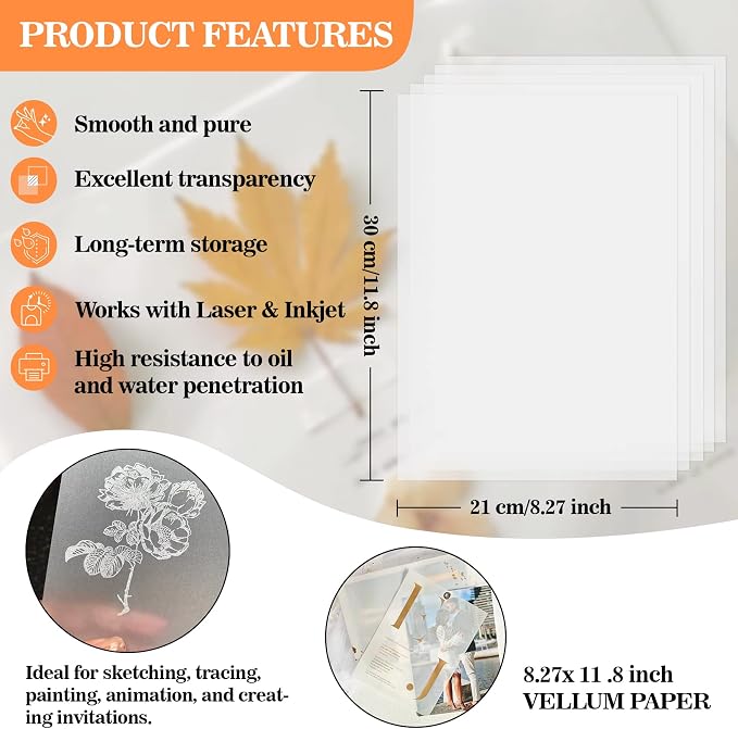 Vellum Paper 8.27 x 11.8 Translucent-Printable - Image 2