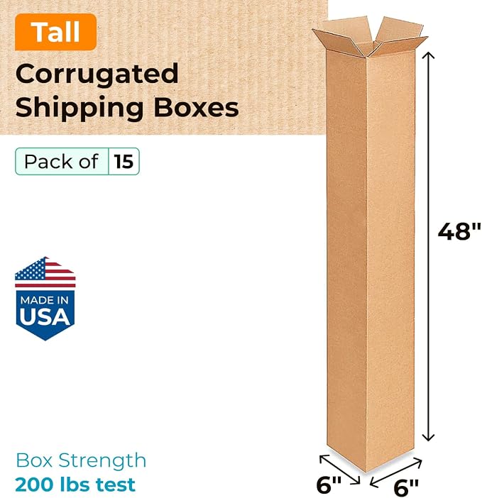 Tall Moving & Shipping Boxes 6"L x 6"W x 48"H - Image 2