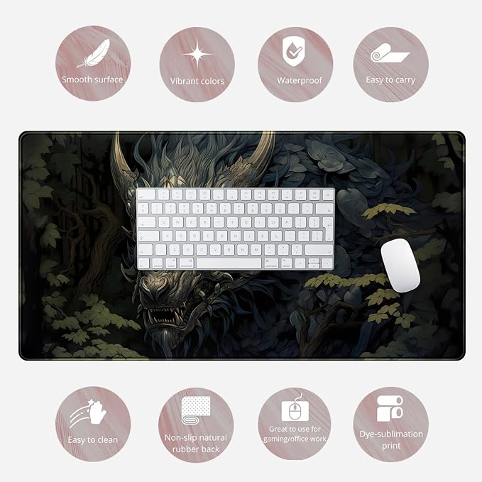Japan Black Desk Mat Dragon Anime Gaming Mouse Pad Large Desk Pad - Image 6
