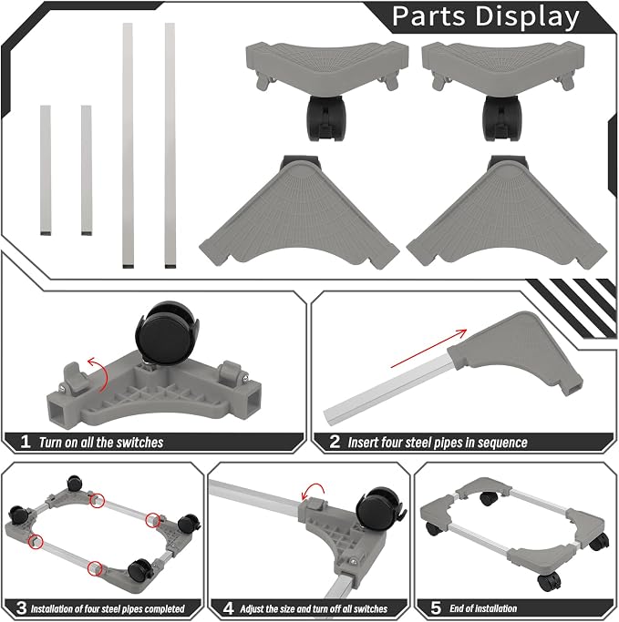 Liitrton Mobile CPU Stand with 4 Locking Casters, Ventilated PC Tower Stand - Image 7