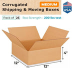 IDL Packaging-B-12124-25 Flat Corrugated Shipping Boxes 12"L x 12”W x 4"H - Image 2