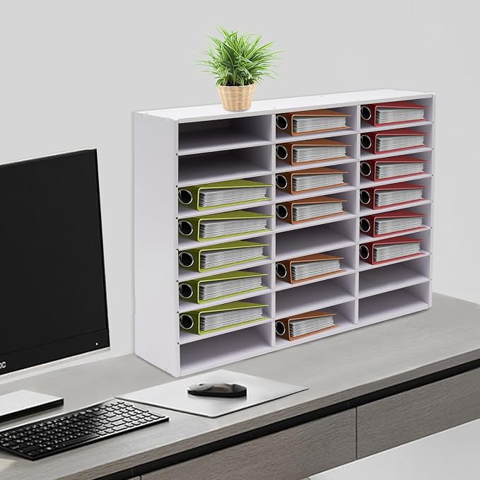 DYRABREST Mail Sorter Organizer 24 Compartments Wood Countertop Literature - Image 6