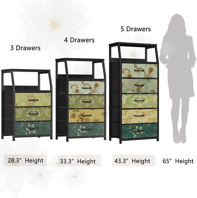Furnulem Retro Dresser for Bedroom, Small Dresser for Closet, Vintage Nightstand - Image 7