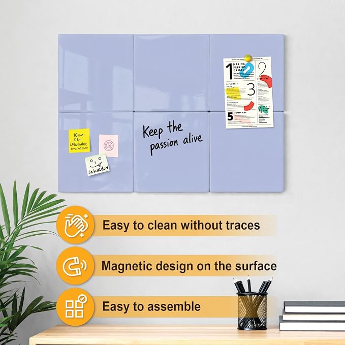 Comix Magnetic Dry Erase Board, 6 Pack, 11.8 x 11.8 Inches, Modular Whiteboard - Image 3