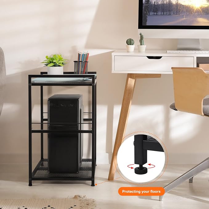 OYEAL Computer Tower Stand, PC Tower Stand Metal Rolling Cart Holds up to 40lbs - Image 5