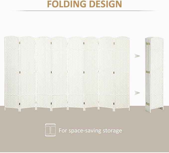 HOMCOM Room Divider, 8 Panel Folding Privacy Screen, 5.6' Tall Freestanding - Image 4