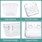 WOWBOX 25 PCS Clear Plastic Drawer Organizer Set, 4 Sizes Desk Drawer Divider - Image 3