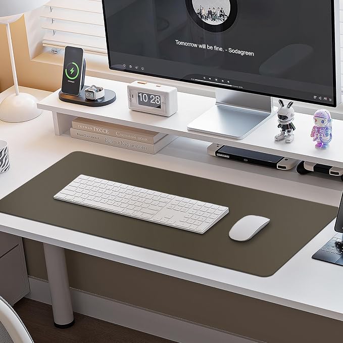 Boutilon Leather Desk Pad Protector, Non-Slip Mouse Pad, Laptop Desk Pad - Image 6