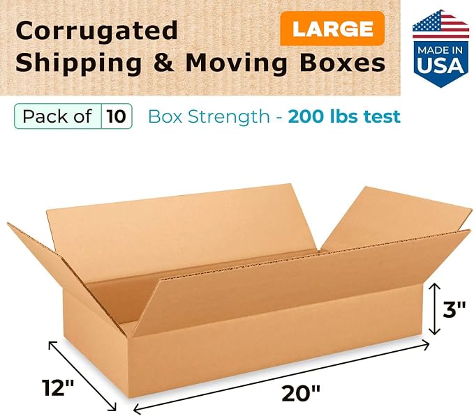 Large Shipping & Moving Boxes 20x12x3 inches - Image 2