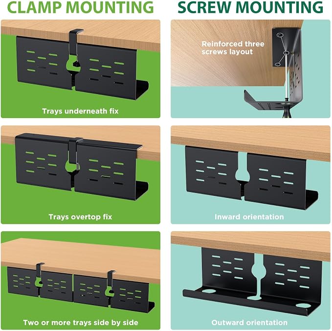 KEEGH 16" Under Desk Cable Management Tray, Desk Cord Organizer Upgrade Capacity - Image 2