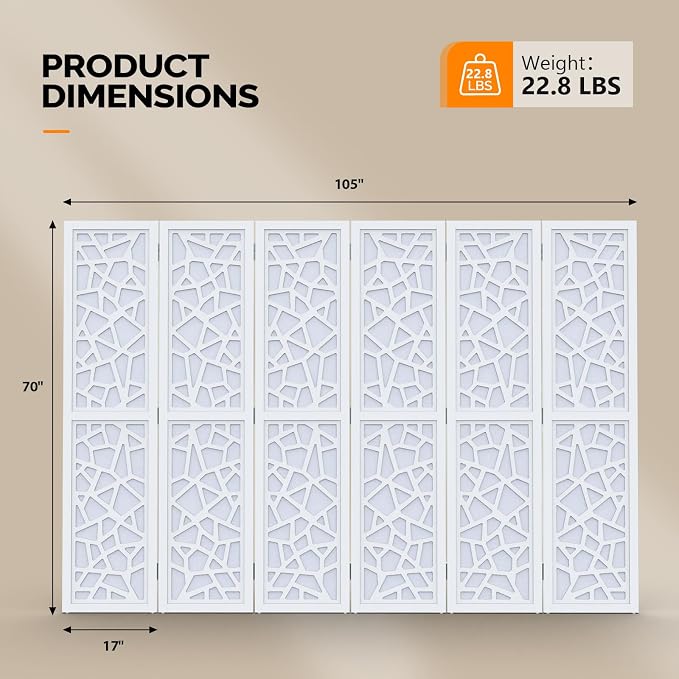 VINGLI 70'' H Room Divider, Non-Woven Fabric Privacy Screen, Indoor Partition - Image 3