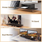 Dual Monitor Stand Riser, Wooden Desktop Organizer Shelf - Image 6
