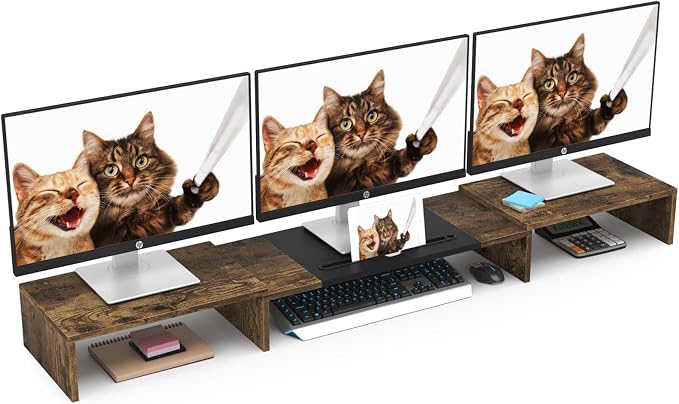 WESTREE Triple Dual Monitor Stand Riser, Extra Long Monitor Stand by WESTREE