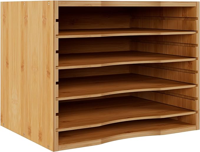 Bamjoy Bamboo 5 Tier Desktop Organizer, Paper Organizer Mail Sorter, File by Bamjoy