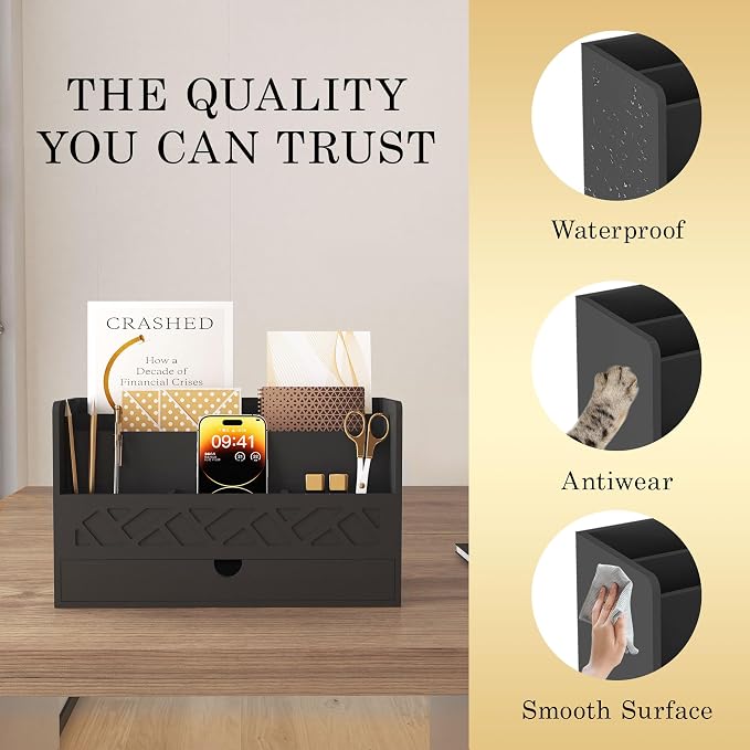 Bamboo Mail Organizer Countertop Desktop - Image 3