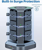 KOOSLA Power Strip Tower, Wireless Charger Surge Protector - Image 5