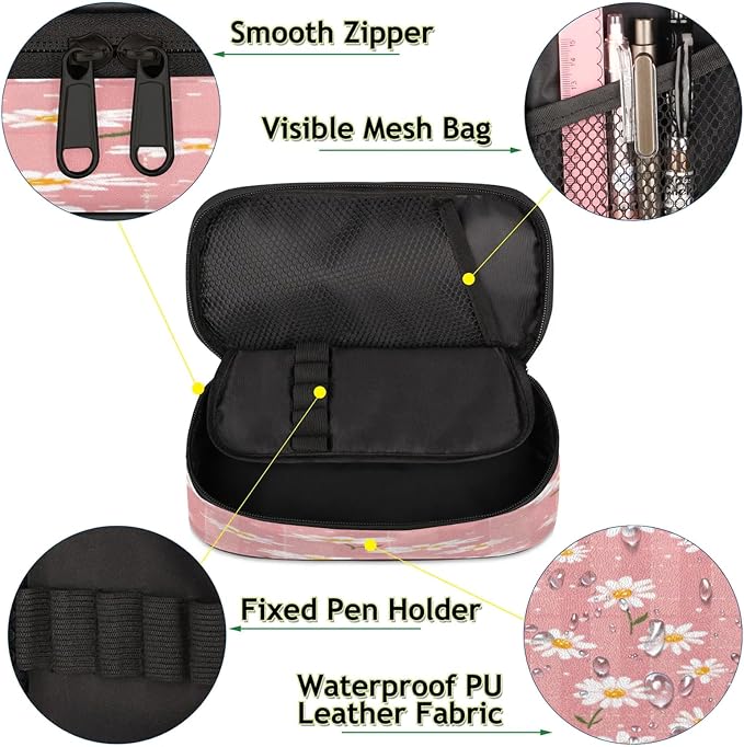 Pardick Flower Daisy Pencil Case，Big Capacity Pencil Pouch Coin Pouch - Image 5