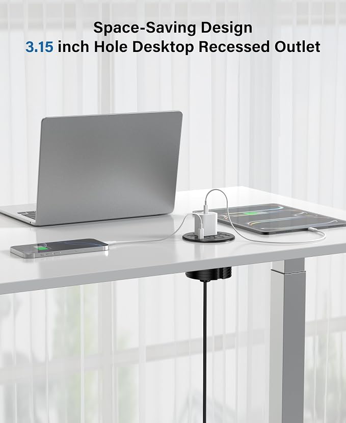 Jgstkcity Power Strip, Desktop Recessed Power Grommet, 40W Total USB C Fast - Image 3