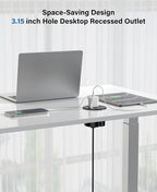 Jgstkcity Power Strip, Desktop Recessed Power Grommet, 40W Total USB C Fast - Image 3