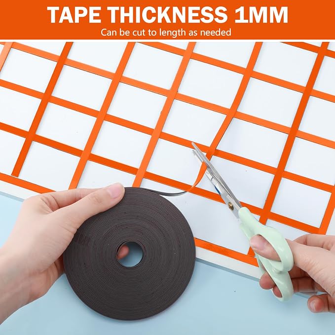 AmazingSpark Magnetic Tape Roll Thin Strips, 1/4 Inch x 33 Feet Magnetic Board - Image 5