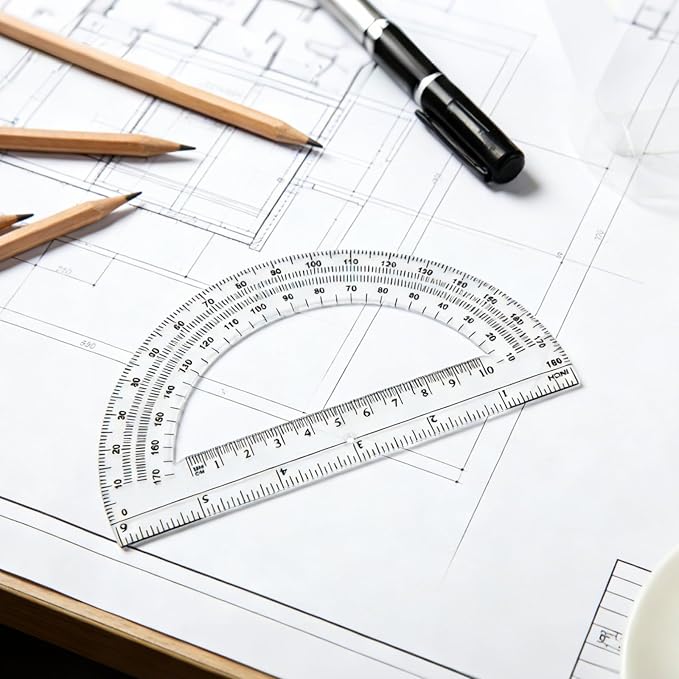 CertBuy 48 Pack Clear Protractor 6 Inch, Plastic Protractor Math Protractors - Image 4
