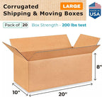 Large Shipping & Moving Boxes 20"L x 10"W x 8"H - Image 2