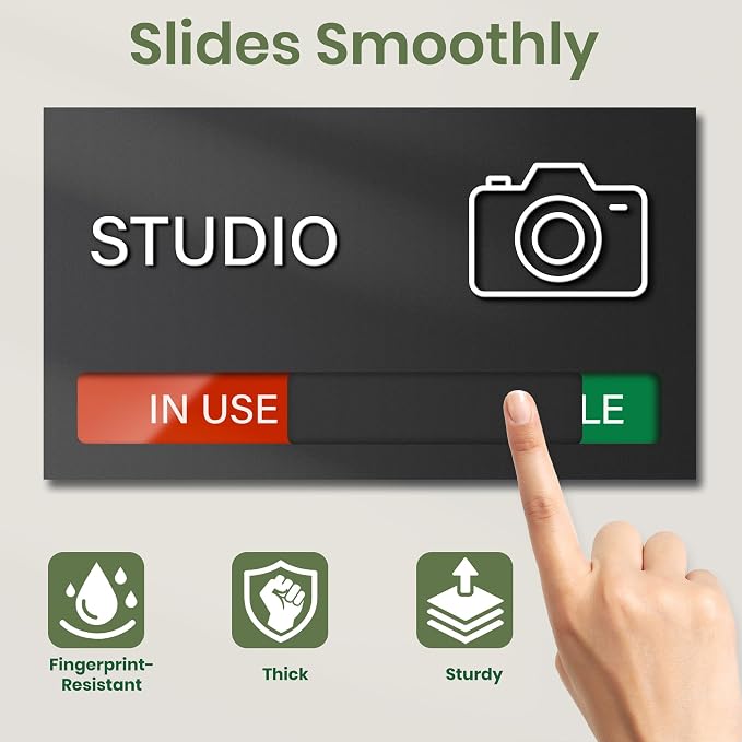 Studio Room Door Sign, Do Not Disturb Signs, In Use Available Office Slider - Image 2