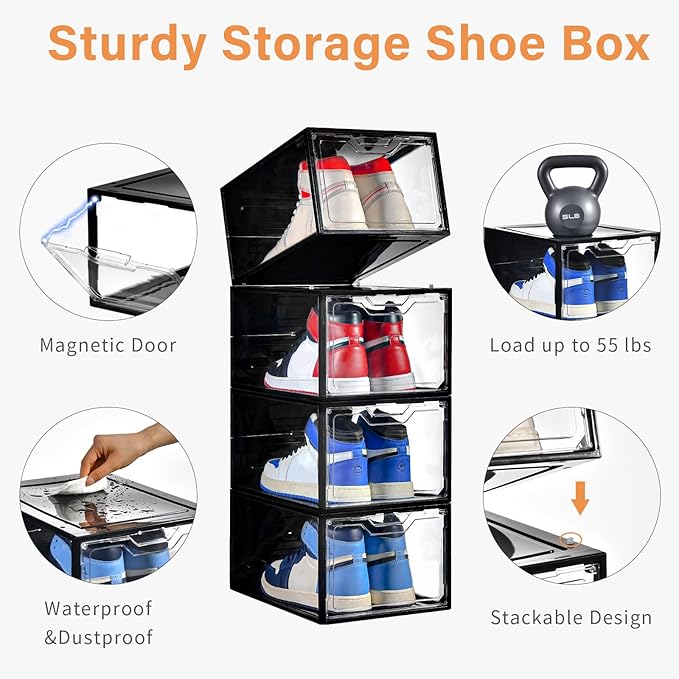 Stebopum 12 Pack Stackable Shoe Storage Organizer - Image 3