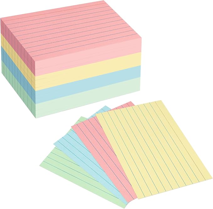 Colored 4x6 Index Cards Ruled-Goefun 300 Sheets Lined Note Cards 4 x 6 Color by Goefun