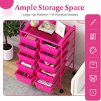 LDAILY 10 Drawer Rolling Cart, Storage Cart Organizer on Wheels, Drawer Cart - Image 4