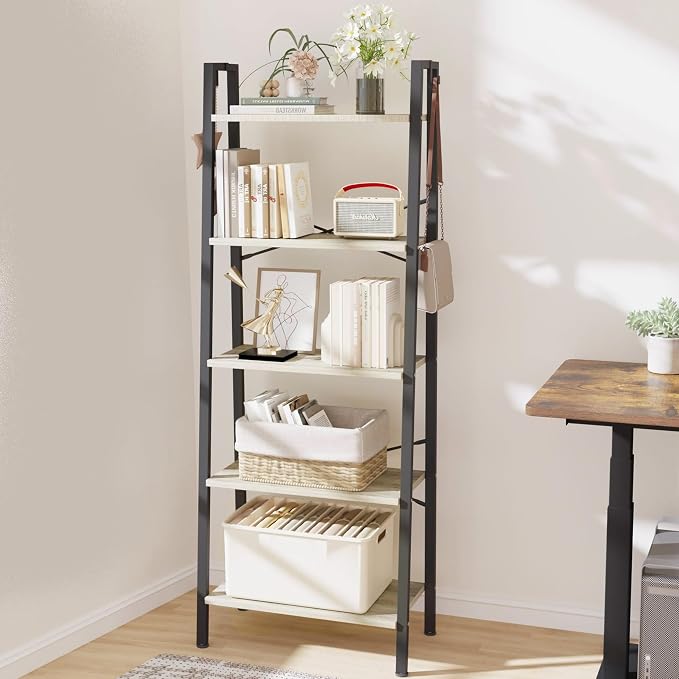 Hzuaneri Ladder Shelf, Bookshelf Bookcase, Freestanding Corner Storage Shelve by Hzuaneri