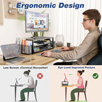 OPNICE Desk Organizer and Accessories, 2-Tier Computer Monitor Stand Riser - Image 2