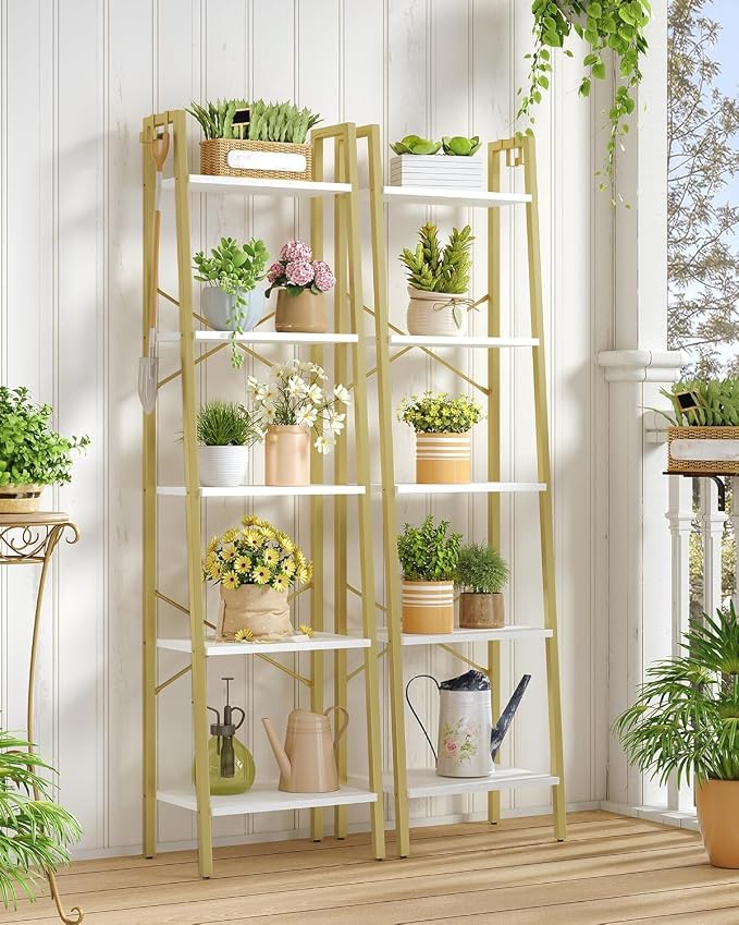 Hzuaneri Ladder Shelf, Bookshelf Bookcase, Freestanding Corner Storage Shelve - Image 8