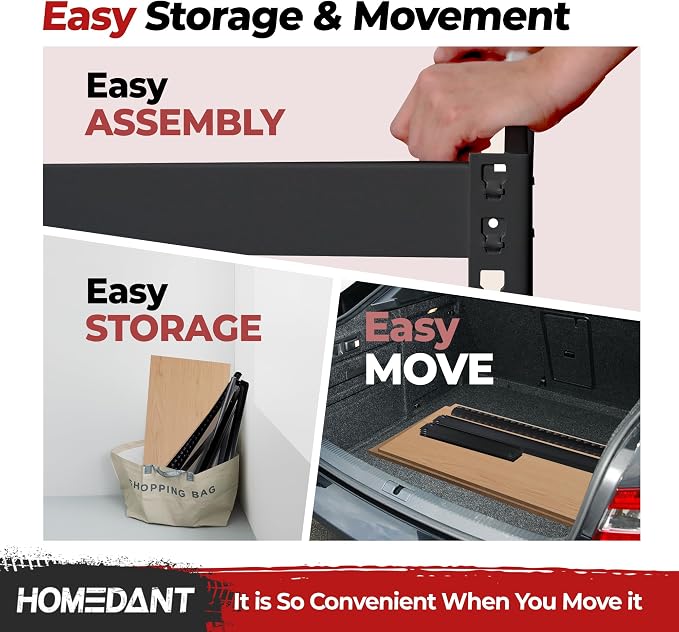 HOMEDANT 47.7" W Deep 5 Tier Heavy Duty Garage Shelving Adjustable Metal Rack - Image 7
